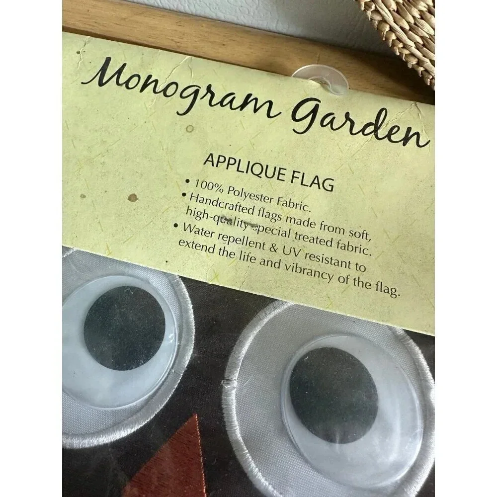 Monogram Garden Flag H embroidered Owl NEW